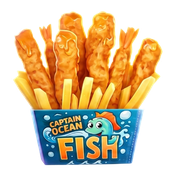 A box of Captain Ocean fish and chips